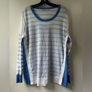 NWOT Ost Blue and White Striped Knit Top